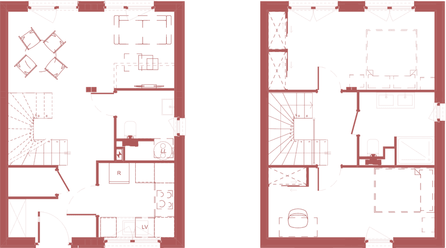 Plan T3 double — RDC + Étage