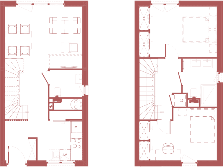 Plan T3 mono — RDC + Étage