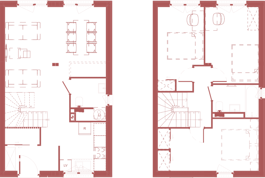 Plan T4 double — RDC + Étage
