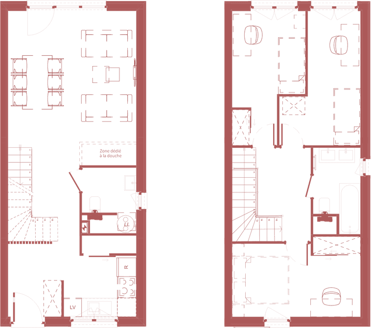Plan T4 mono — RDC + Étage
