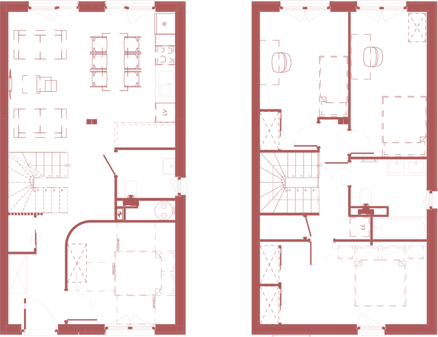 Plan T5 double — RDC + Étage